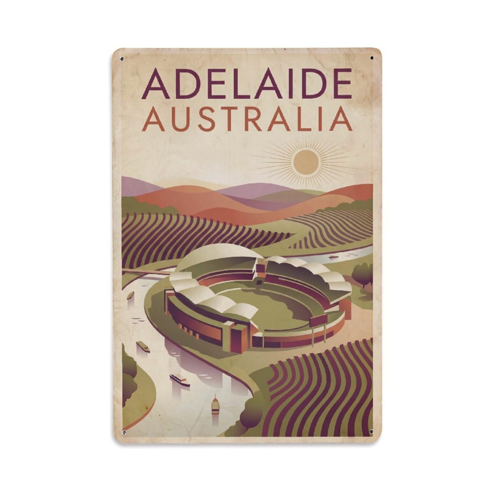 Metal Tin Sign Vintage Australia Adelaide Travel