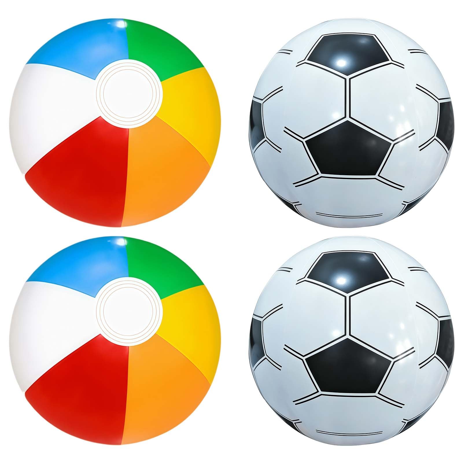 SORAYUXI 4 Stück Beach Balls Inflatable Rainbow Inflatable Ball Beach Volleyball, Adult Beach Football, Small Inflatable Pool Toys, Outdoor Seaside, Swimming Pool Sports Party Toys Game Supplies
