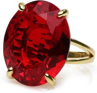 Anemone Statement Ruby Ring - Custom Big Oval Ring in 14k Gold - Bold Custom Rings for Women, Birthstone Rings, Fashion Rings - Elegant Gift Jewelry - Choose Your Ring Size and Material