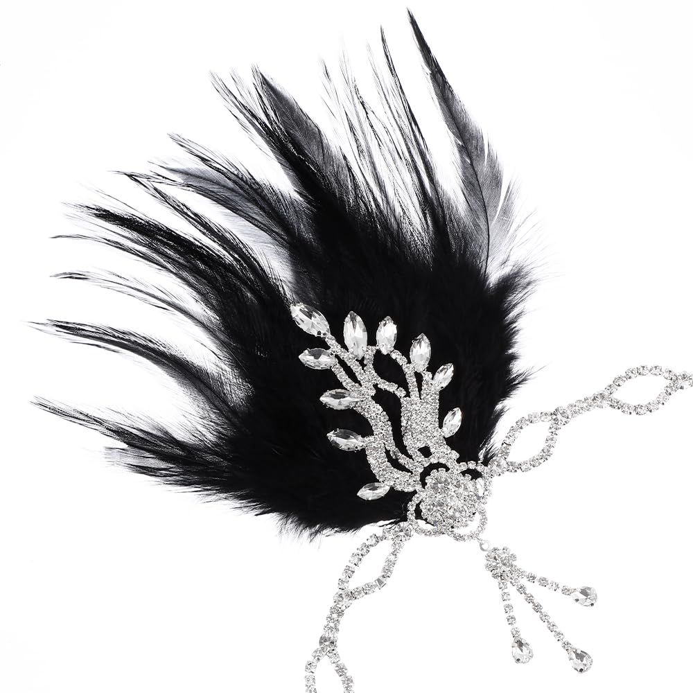 FRCOLOR Diadema elástica de 1920 años para mujer, diadema de cristal de 1920, accesorio para el pelo para fiestas de té, Halloween (plata)