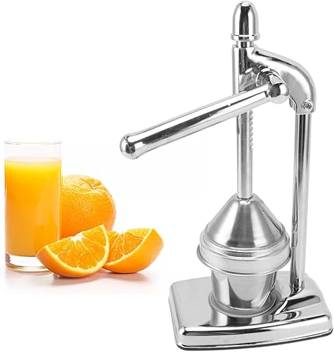 Manual Orange Squeezer, Stainless Steel Fruit Presser with Ergonomic Rubber Handle for Orange Juice