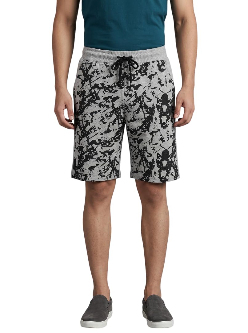 alza Men Green Printed Cotton Shorts | Elastic Waistband with Drawstring | Comfortable Casual & Loungewear Shorts-picture-29