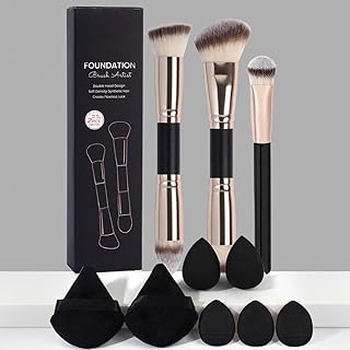 Juego de 10 brochas de maquillaje sintéticas,...