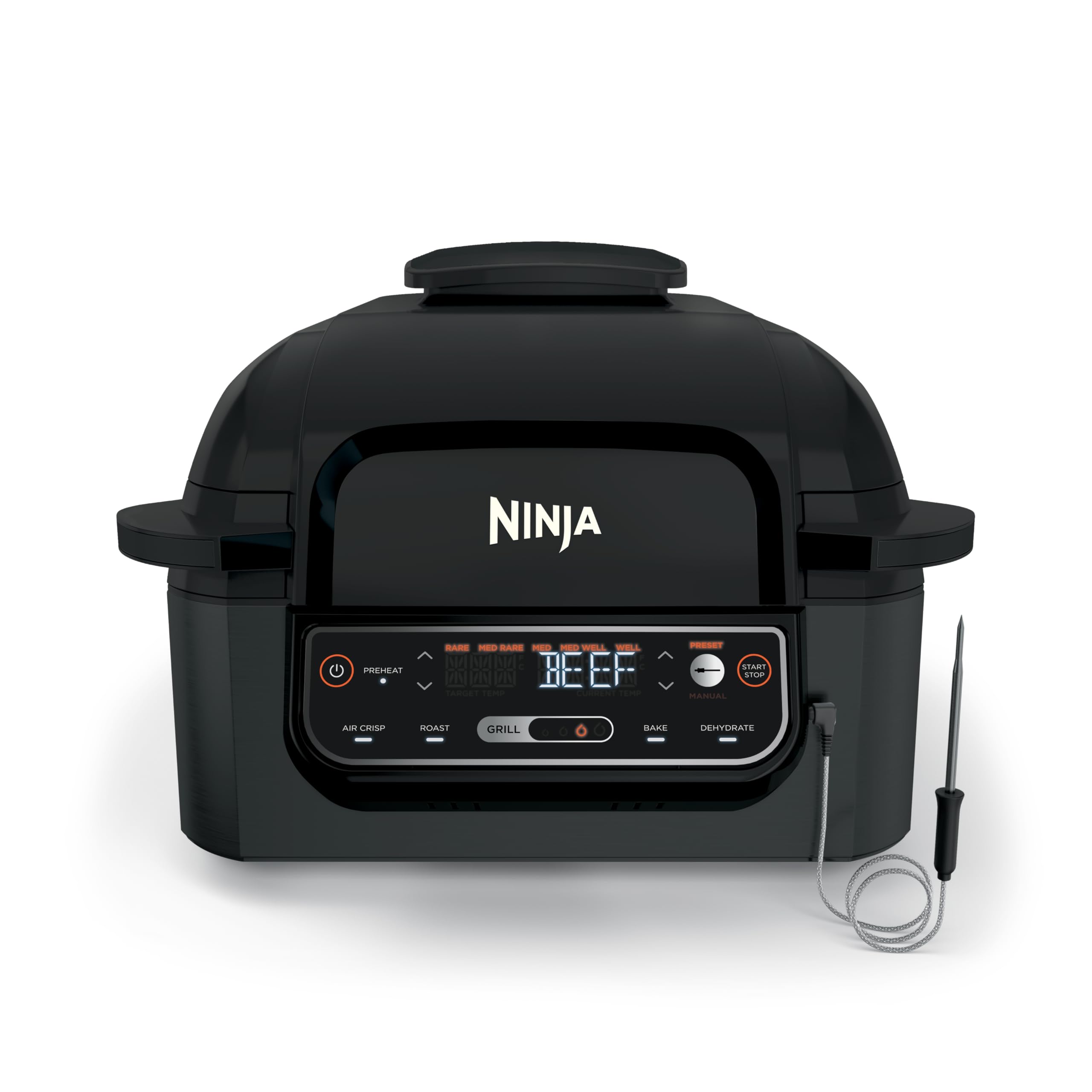 Photo 1 of Ninja® Foodi™ Smart 5-in-1 Indoor Grill | With 4-Quart Air Fryer, Roast, Bake, Dehydrate, and Smart Cook System | Black | LG451BK