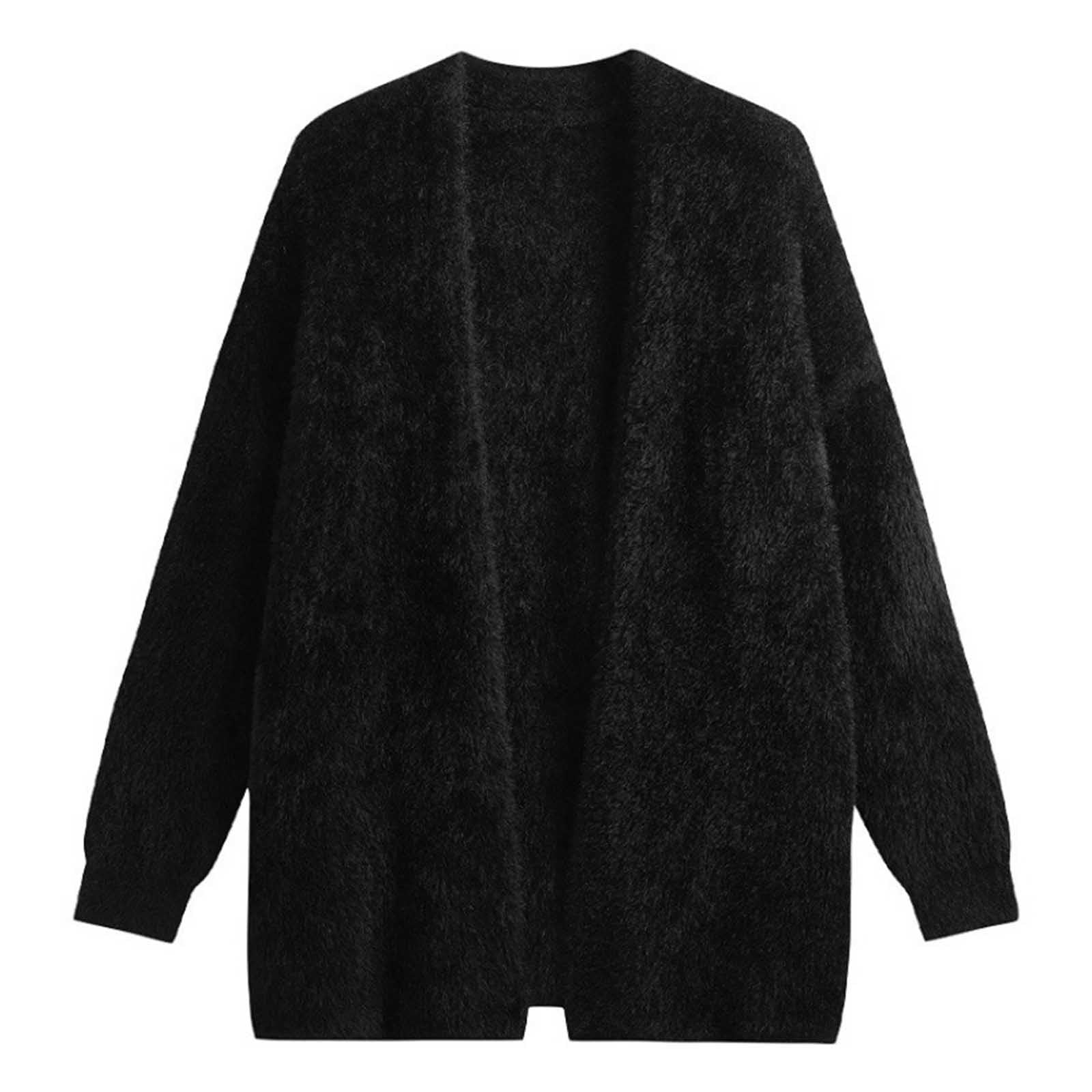 Alpaka Strickjacke Damen, Oversize Cardigan Damen Strick,Grobstrick-Cardigan FüR Damen LangäRmelig Weich Vorne Offen GemüTlich Mittellang Oberbekleidung FüR Herbst Und Winter LäSsiger Komfort