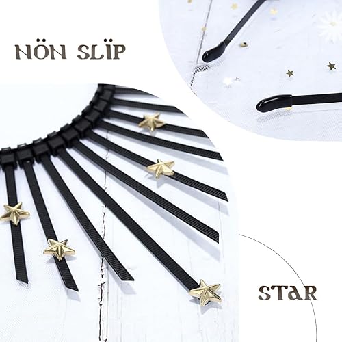 Miniatura 7 de Corona negra de María con halo de estrella y diosa, tocado con cremallera y lazo con puntas para disfraz de tiara para cosplay