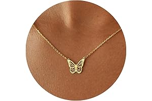 14K Gold/White Gold Plated Dainty Butterfly Pendant Necklace