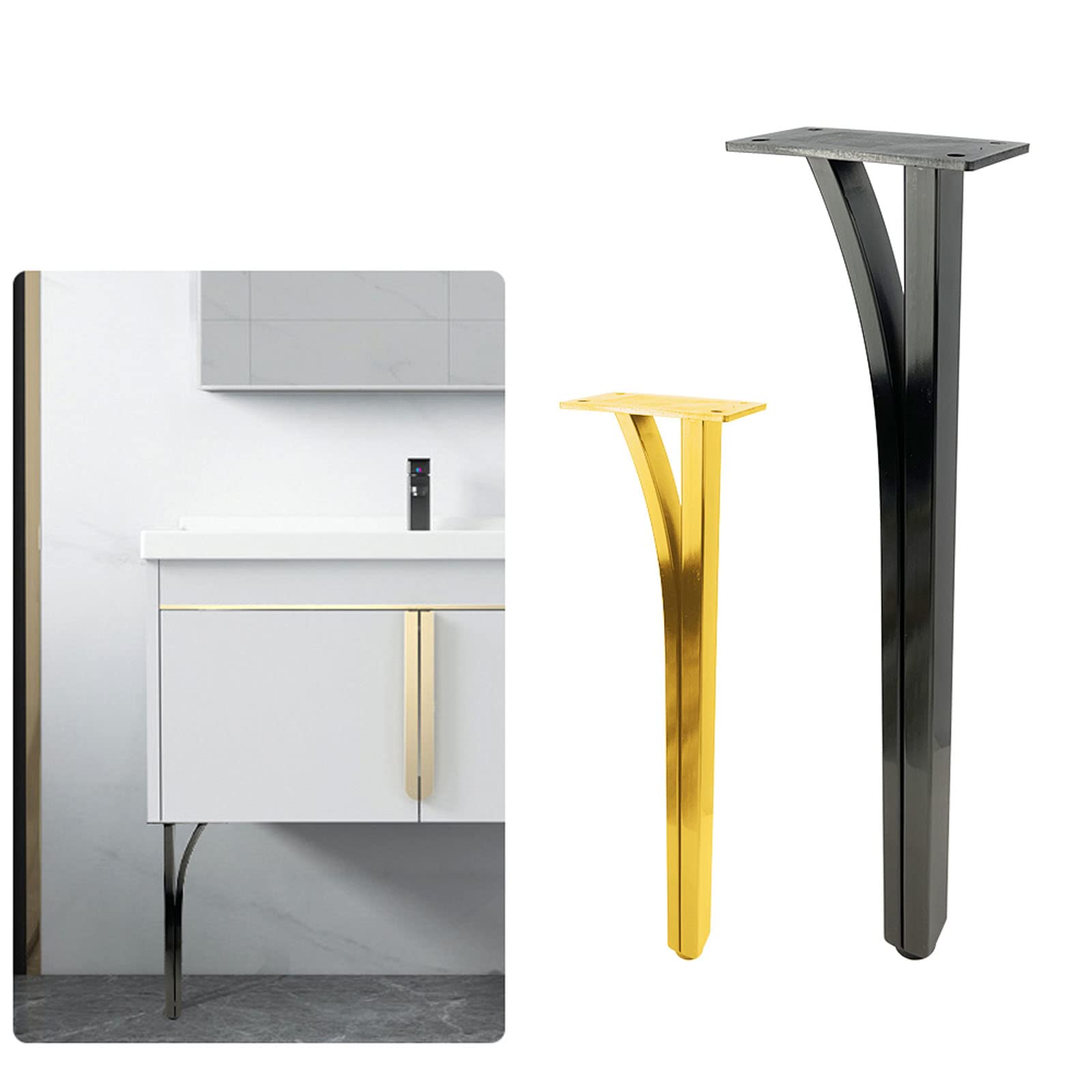 Gambe per mobili Regolabili in Acciaio Inox, Set di 4 Gambe per Tavolo in Metallo, Piedini di Supporto per mobili da Cucina Dorati con Viti, 70 cm (27,6 Pollici)