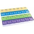 EZY DOSE Weekly (7-Day) Pill Case, Medicine Planner, Vitamin Organizer Box, Large Compartments with Rounded Base, 4 Times a D