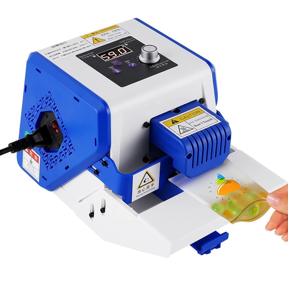 YXYLJOZ 300W Plastic Heat Sealer with 0-200℃ Temperature Control,Continuous Heated Bag Sealer, Automatic Food Packaging Machine for 0.02-0.6mm Thickness Bags