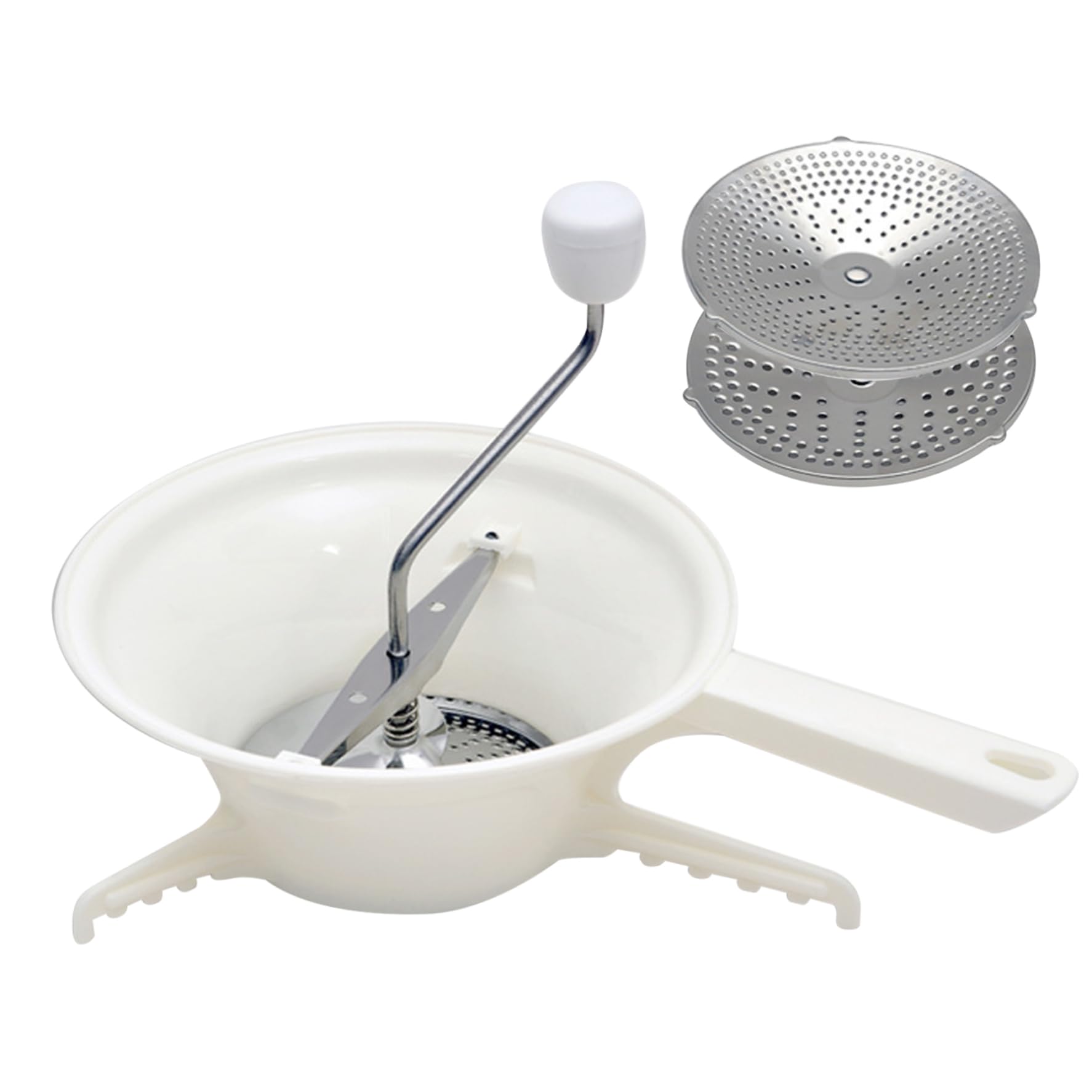 Lebensmittelmühle für Konserven mit 3 Schleifscheiben Plastik Food Mahlen Manuelle Hand rostbriefe Mühle für Tomatensauce, Apfelmus, Käse, Salat, Gemüse, Obst