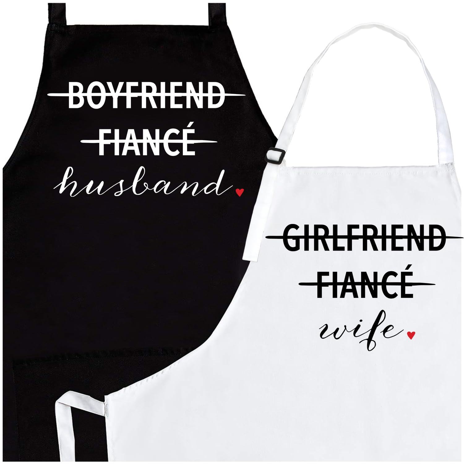 Prazoli His and Hers Aprons - Boyfriend Fiance Husband & Girlfriend Fiance Wife Aprons For Couples Engagement/Bridal Shower Wedding Registry Items for Mr Mrs