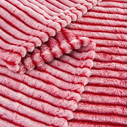 Bedelite Fleece Throw Blanket For Couch – 3D Ribbed Jacquard Soft And Warm Decorative Spring Blankets – Cozy, Fuzzy, Fluffy, Plush Lightweight Red And White Throw Blankets For Bed, Sofa， 50X60 Inches #TOP7
