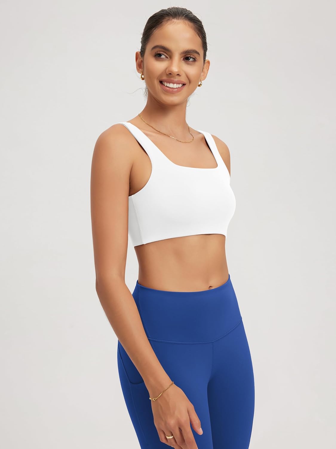 ODODOS Square Neck Sports Bra for Women Wirefree Non Padded Yoga Tank Workout Crop Tops - Image 3