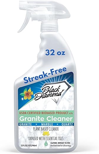 Black Diamond Stoneworks Granite Counter Cleaner: USDA Certified BIOBASED- Safe for Granite and other stone countertops. Safe for food contact formula to keep your countertops looking fresh and clean!