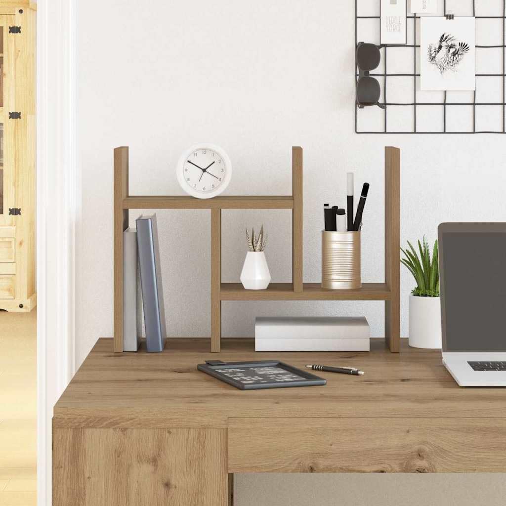 Organizer da scrivania in legno di quercia Artisan, 50 x 15,5 x 35,5 cm, con scomparti per mensole, penne, documenti e documenti, sistema di organizzazione efficiente per ufficio e casa