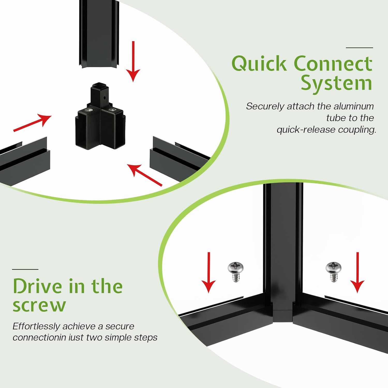 AMERLIFE 12x10x8 FT Hybrid Polycarbonate Greenhouse, Quick-Connect Aluminum Frame with Dual Roof Vents & Double Doors, Walk-in Outdoor Garden Greenhouse with Gutters, Black