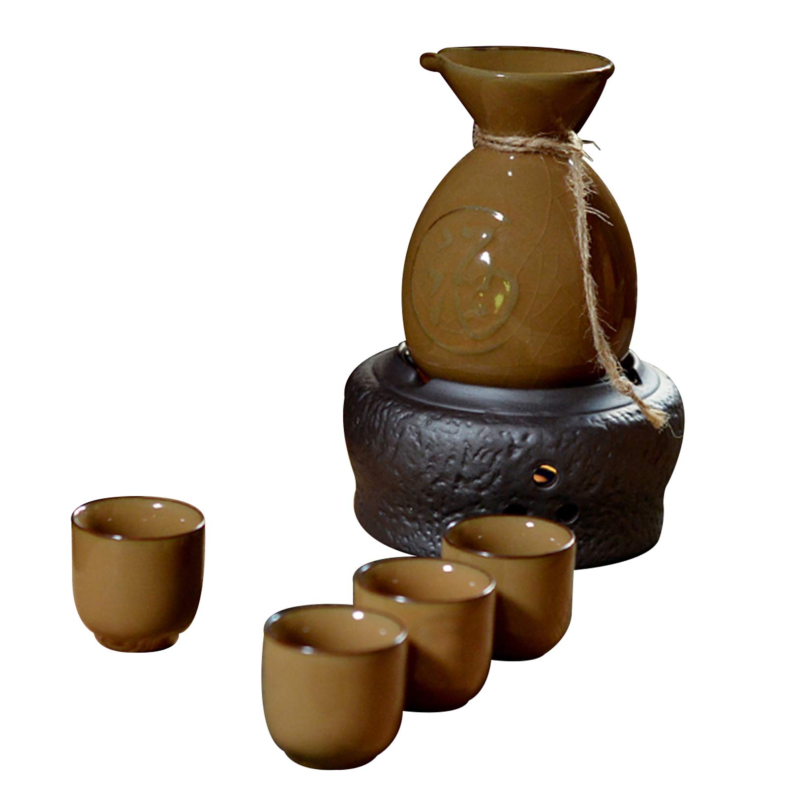 Tasse à saké Traditionnelle, Verres à vin en céramique, Ensemble de 6 Tasses à saké en céramique, Facile à Utiliser, Convient aux Amateurs de Culture, Artisanat Traditionnel (D)