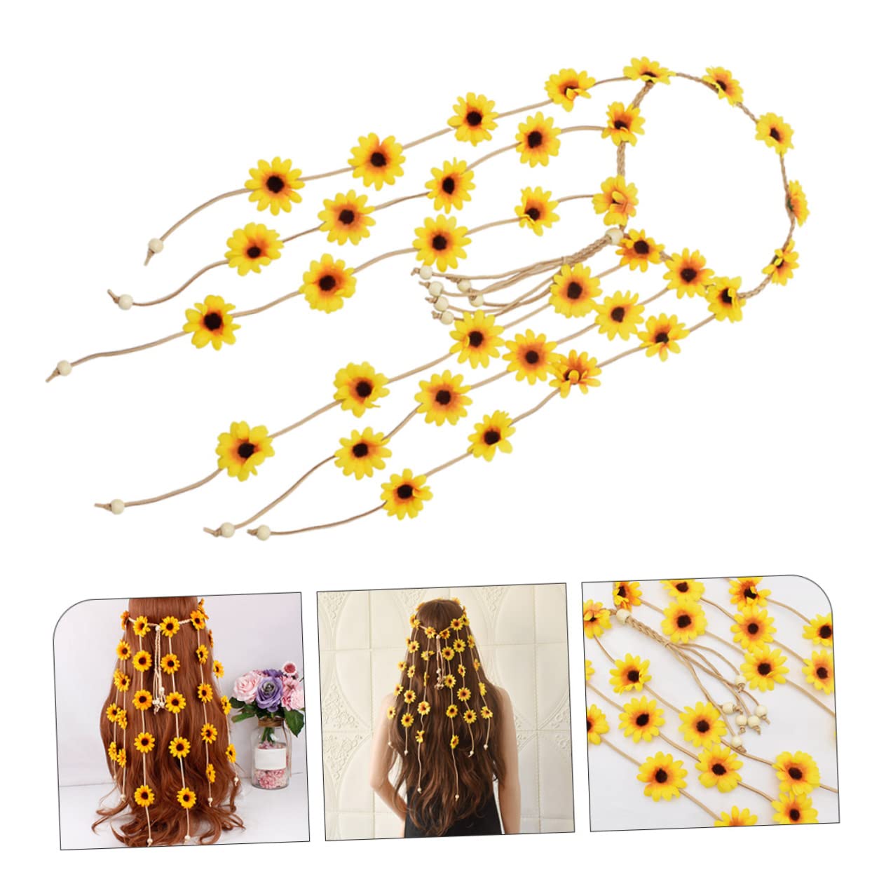PACKOVE Bandeau à Pompon Tournesol Coiffe De Fleurs Accessoire Pour Cheveux Cadeaux De Grossesse Pour Nouvelles Mamans