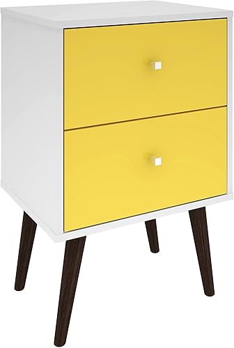 Miniatura 12 de Manhattan Comfort Liberty Mesita de noche moderna de mediados de siglo con cajón y cubo, mesita de noche para dormitorio y sala de estar, decoración