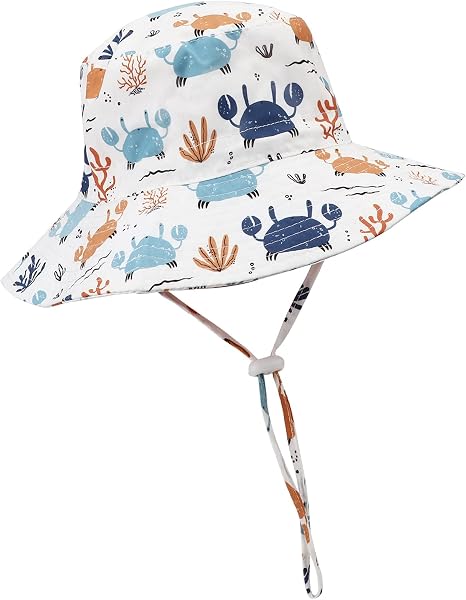 DRESHOW Unisexo Bebé Niña Niño Sombrero de Sol Verano Algodón Ajustable Pescador Gorra Protección de Sol Anti UV Para Exteriores/Natación/Playa/Piscina UPF 50+ - 1