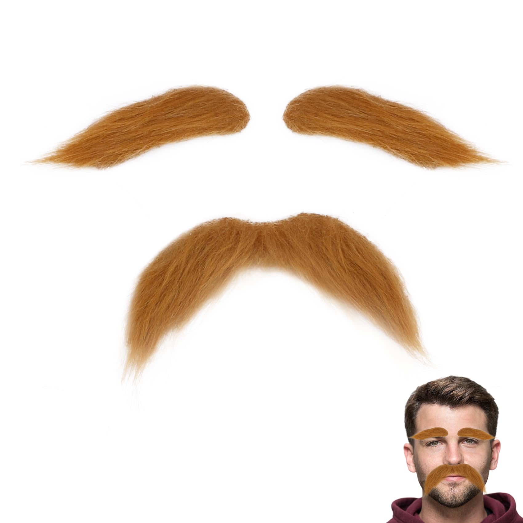 Fake Mustache and Eyebrows Self Adhesive Fake Beard Fake Mustache Set Costume Accessories for Halloween Party Favor Men Women