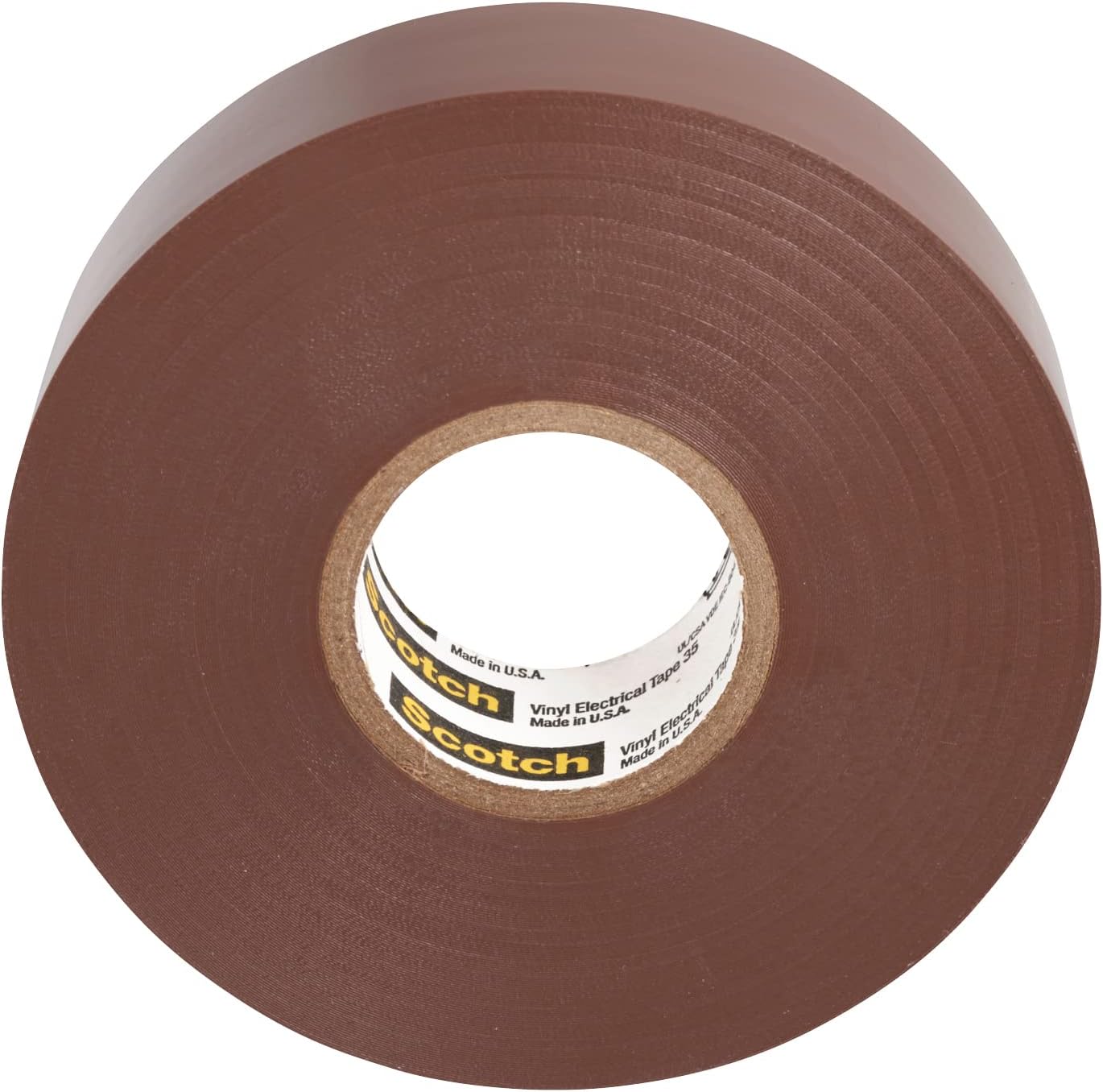 Scotch Vinyl Color Coding Electrical Tape 35, 3/4 in x 66 ft, Premium Grade, Flame Retardant, UV Resistant, Electrical and Mechanical Protection, Brown, 7 mil, 1 Roll