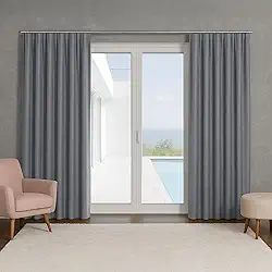 Cortina Blackout para Trilho Suíço, 300x270cm, 2 Painéis, Tecido 100% Poliéster, Bloqueio 85% de Luminosidade (Chumbo)