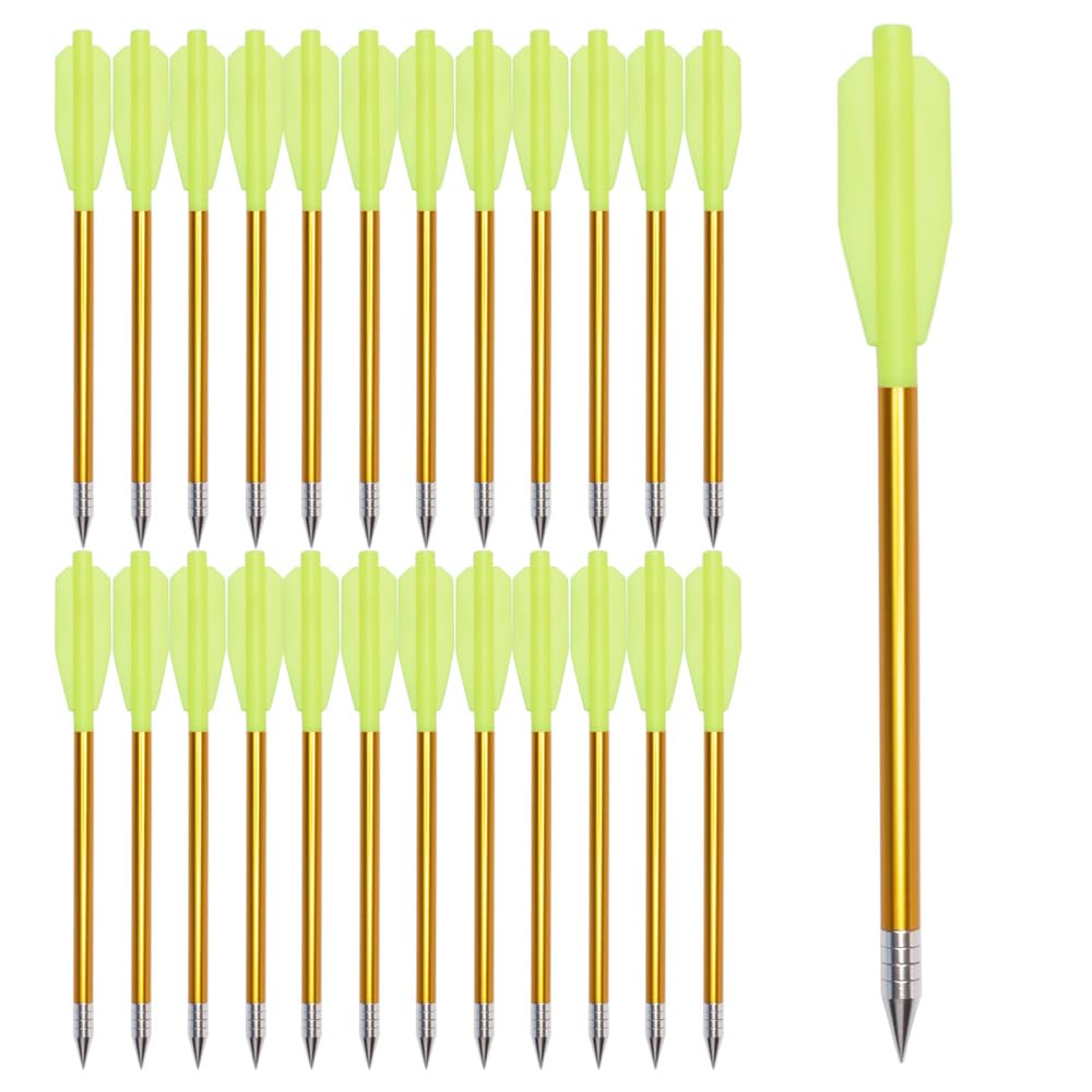Flèche Arbalète Pistolet en Aluminium pour Cible de Fleche arbalete de 50 LB / 80 LB, 6.3" Boulons d'arbalète pour Pratiquer la Cible de tir et la Chasse au Petit gibier (12/36pcs)