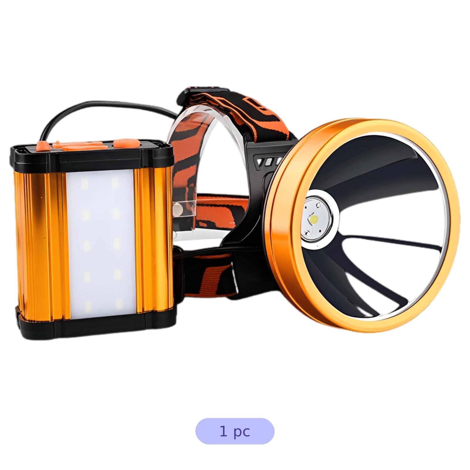 Lampe frontale rechargeable LED super lumineuse, lumière jaune, 6 piles au lithium, lampe frontale pour la pêche, l'exploitation minière et l'utilisation domestique, longue portée