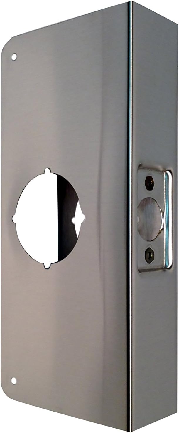 Don-Jo 4-CW-S Stainless Steel Classic Wrap-Around Plate, Satin Stainless Steel Finish, For Cylindrical Door Locks, 4-1/4" x 9", 2-3/4" Backset, 1-3/4" Door Size