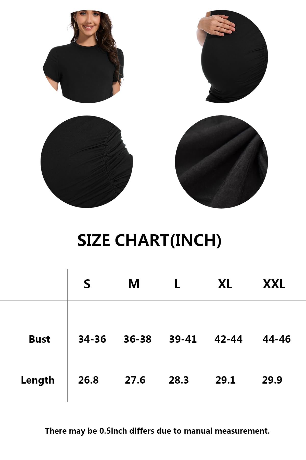 Smallshow Ropa de maternidad para mujer, cuello redondo, manga corta, camisetas para embarazo