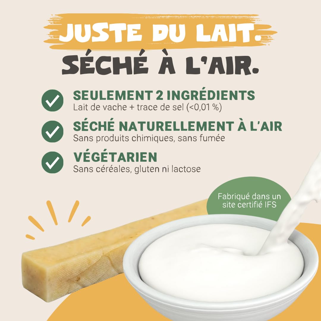 Pets Purest Barres au Lait de Yak de l'Himalayan à Mâcher Large - Friandises Naturelles Os au Fromage - pour Tous Les Ages, Chiots & Les Chiens Agés - Bâtonnets de Protéines & Calcium Longue Durée