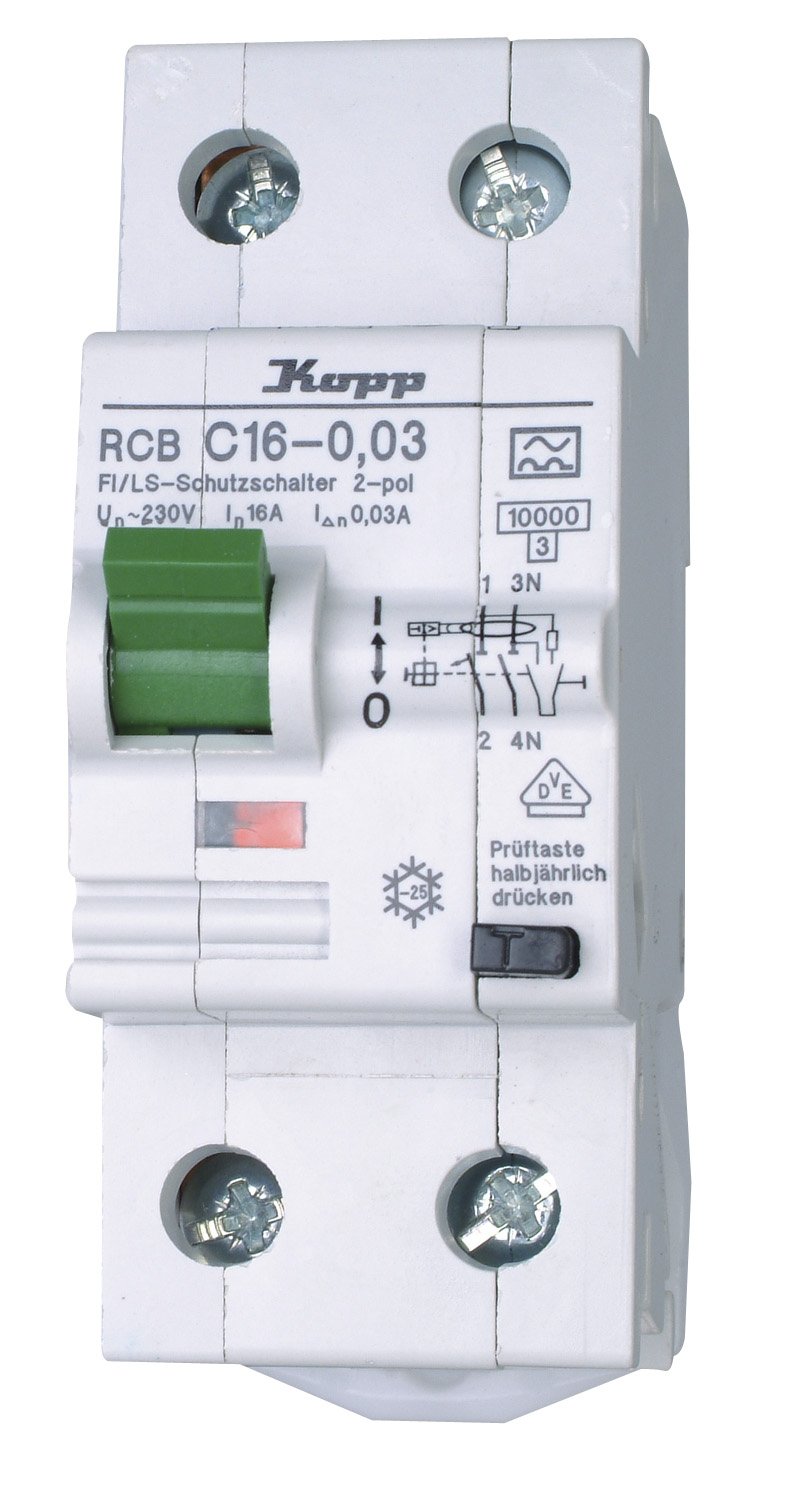 Kopp 741616087 FI/LS Kombination (RCB), 2-polig C-Charakteristik nach DIN VDE 0664