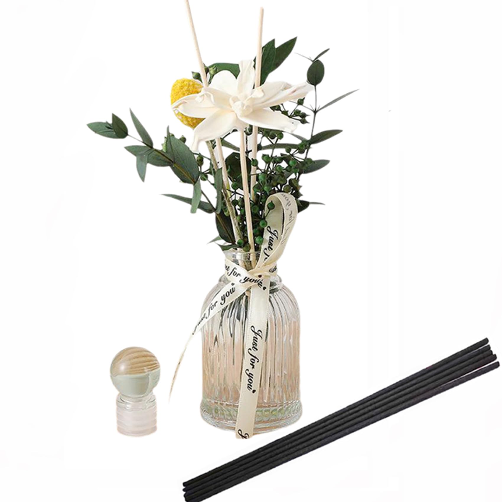 KBHOMFRA Reed Diffuser of Home Fragrance,Bathroom Diffuser with Sticks, 3.38OZ Essential Oil Jasmine,Lavender Scented,Dried Flowers Diffuser for Home, Office Aroma (Lavender)