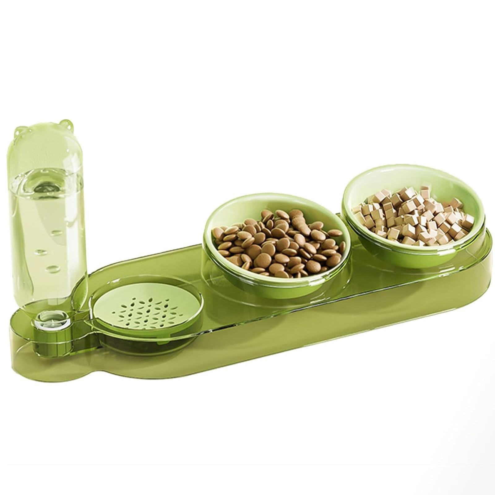 Cuencos 3 en 1 for Perros y Gatos, con comedero Bebedero Inclinado a 10° Elevado, dispensador automático de Agua