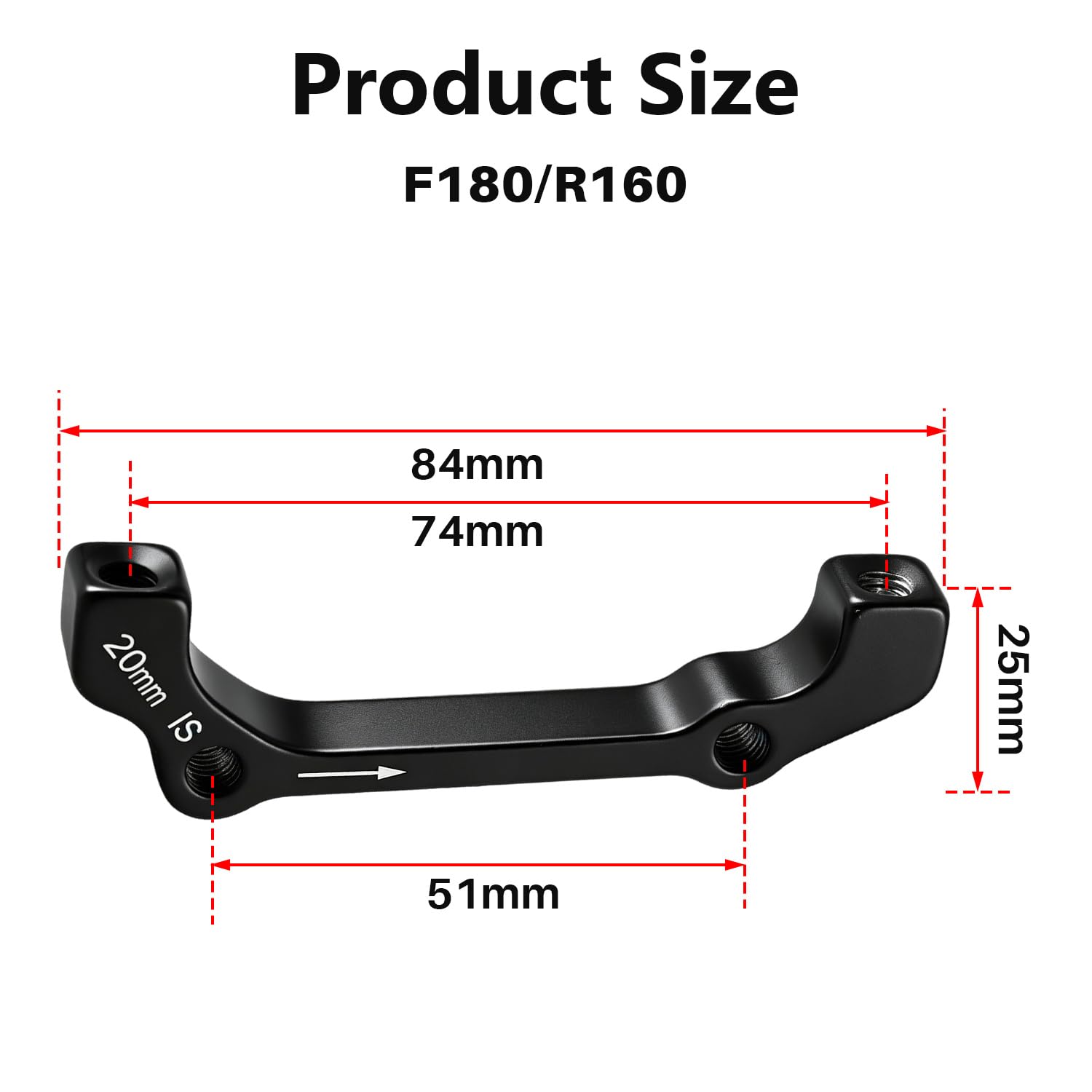 Adaptador de Freno de Disco Bicicleta, F180/R160 Adaptador de Montaje de Pinza de Freno de Disco Adaptador de Freno Disco Aleación Aluminio Montaje Cuadro de Horquilla Trasera Delantera (1Pcs)