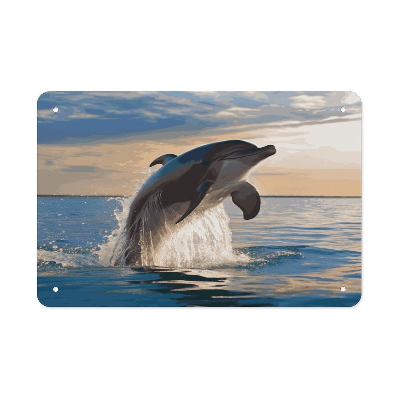 Fekiloot Style Funny Animal Dolphin Metal Signs Wall Art Tin Sign