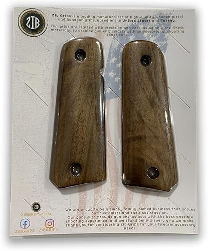 Miniatura 5 de Zib Grips, Agarres de madera 1911, accesorios 1911, agarres de corte de seguridad Ambi 1911, tamaño completo 1911, para Ruger, Colt, Kimber, Tauro y