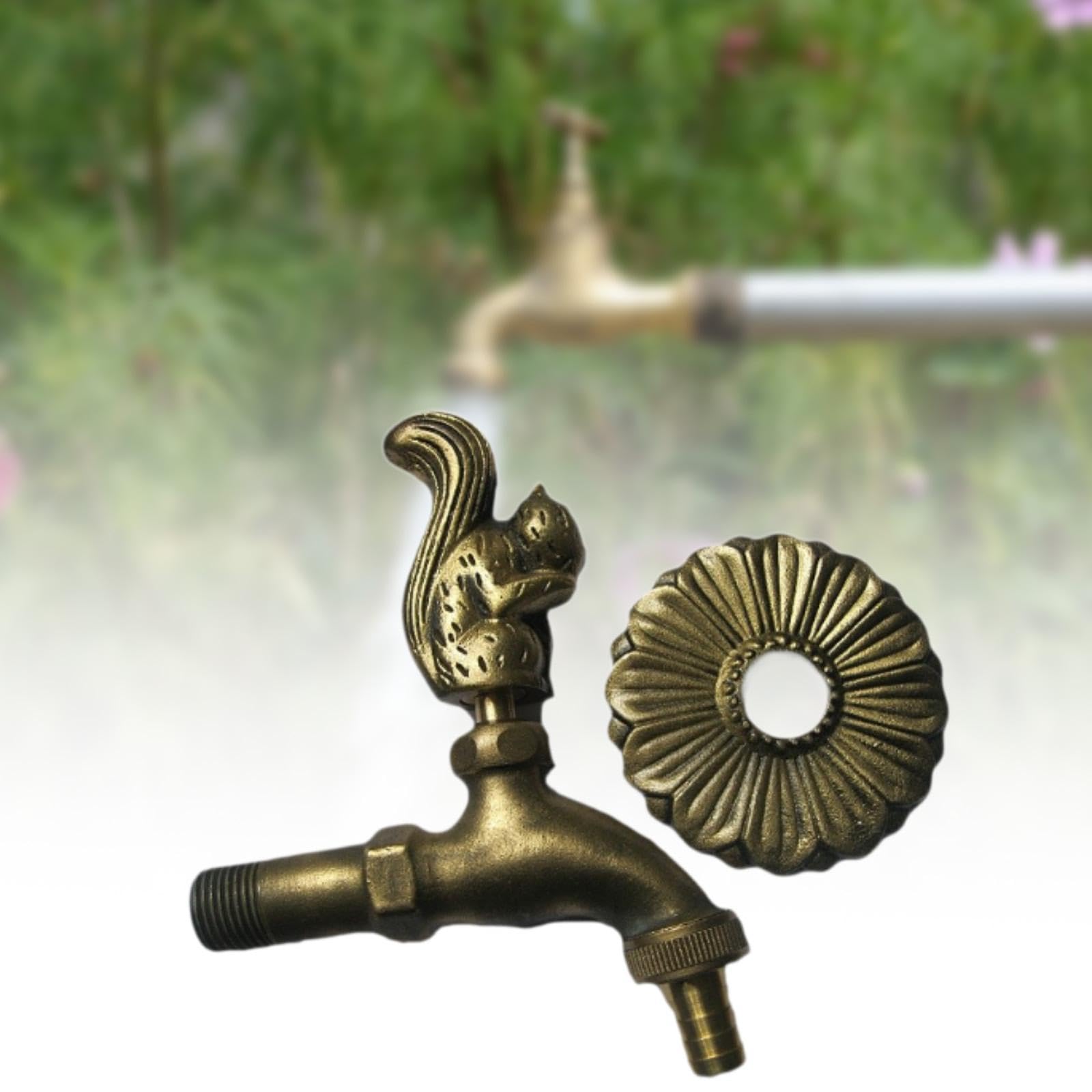 Homyl Rubinetto da Giardino Decorativo per Esterni, Lavanderia, Doccia, Statua di Scoiattolo