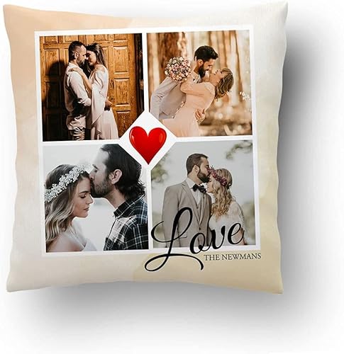 Miniatura 33 de Love and Family Collage - Almohada personalizada para pareja. Almohada de fotos personalizada con texto para cumpleaños, aniversario y Navidad.