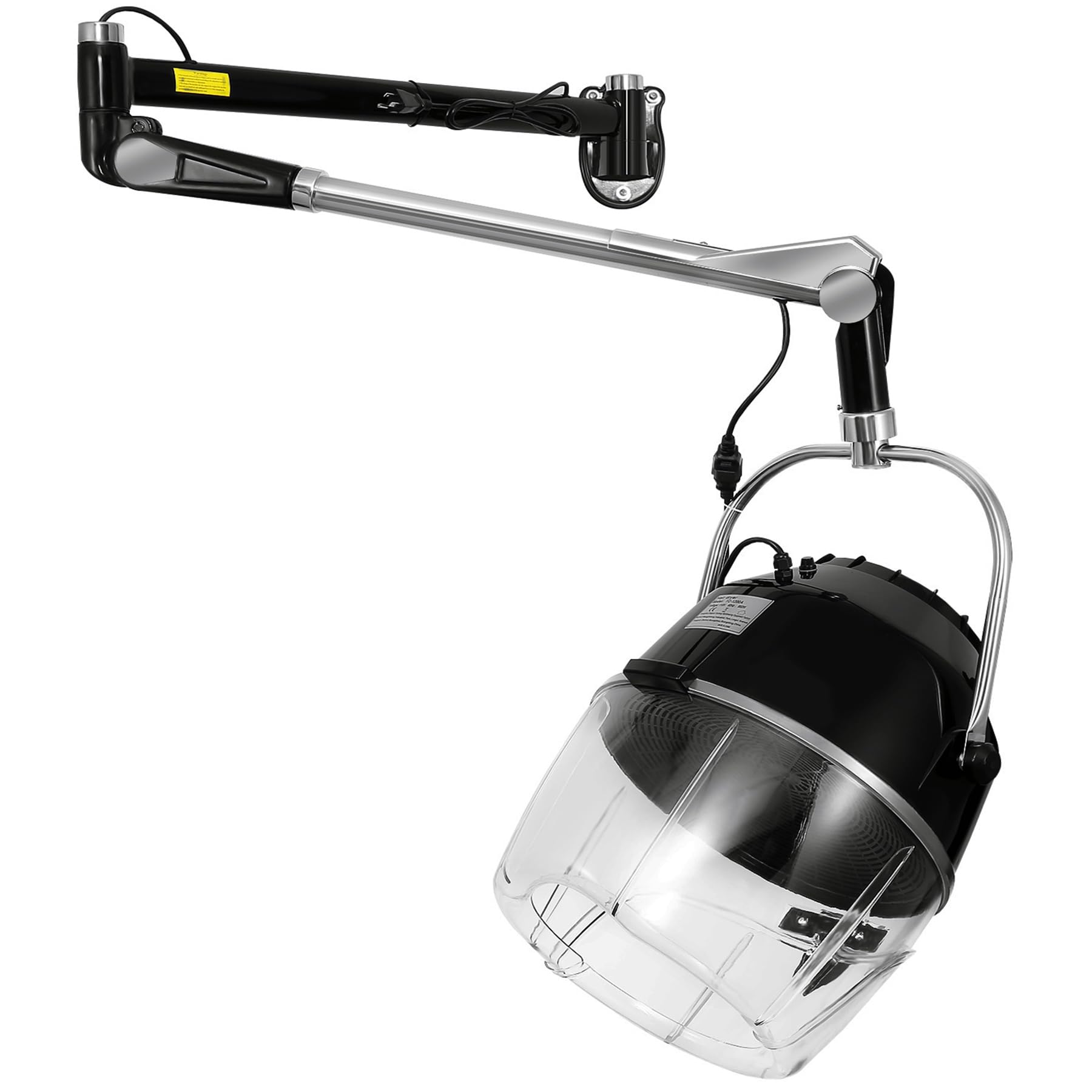 Professional 900W Wall Mounted Hair Dryer with Swivel Arm, Fast Hair Drying Low Noise for Salon, Adjustable Termperature 5-70°C Timer 0-60 Min Hairdryers Black