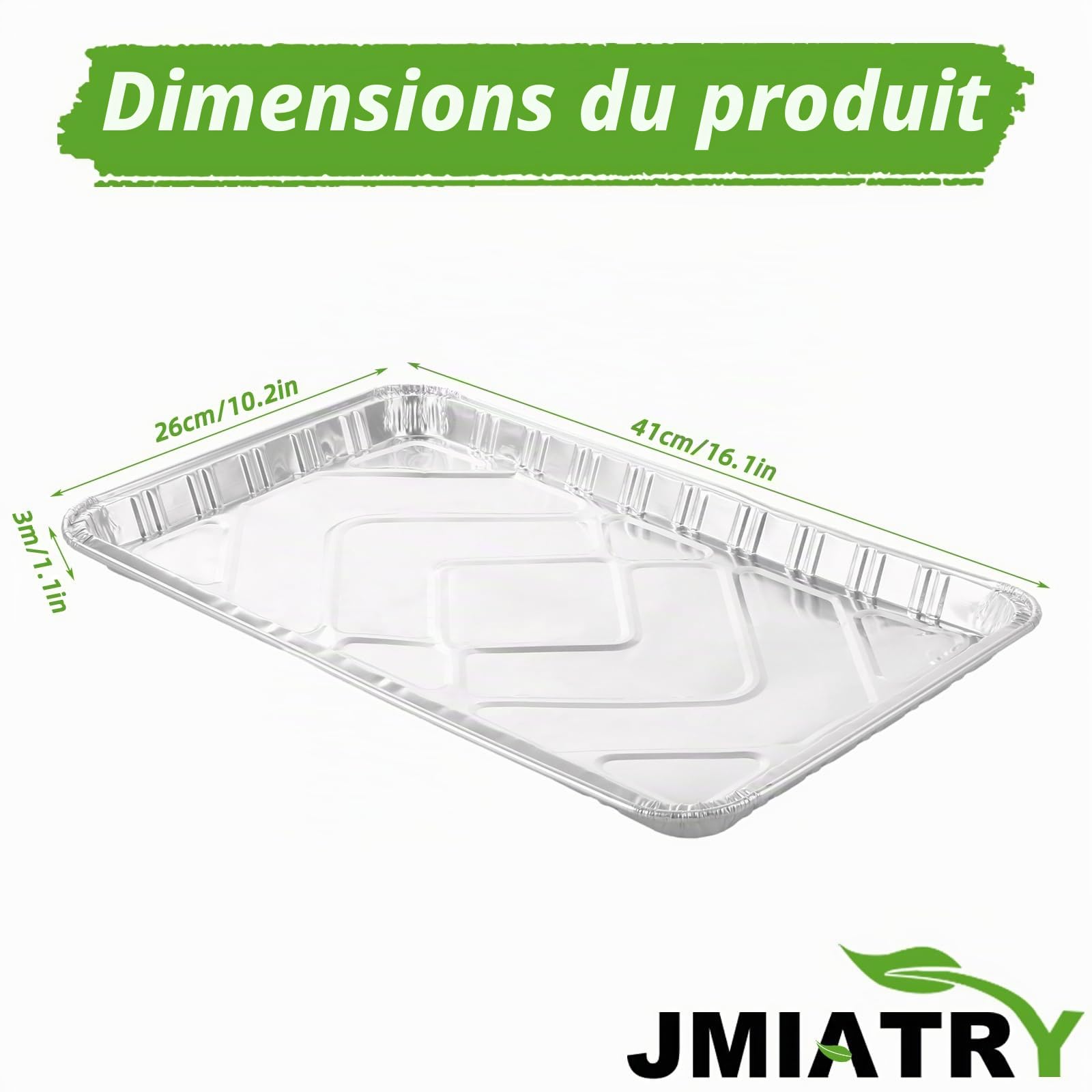 JMIATRY Lot de 25 grands plateaux jetables en aluminium - 41 x 26 x 2,5 cm - Argentés - Rectangulaires - 1500 ml - Pour pâtisserie, rôtir, barbecue et cuisine