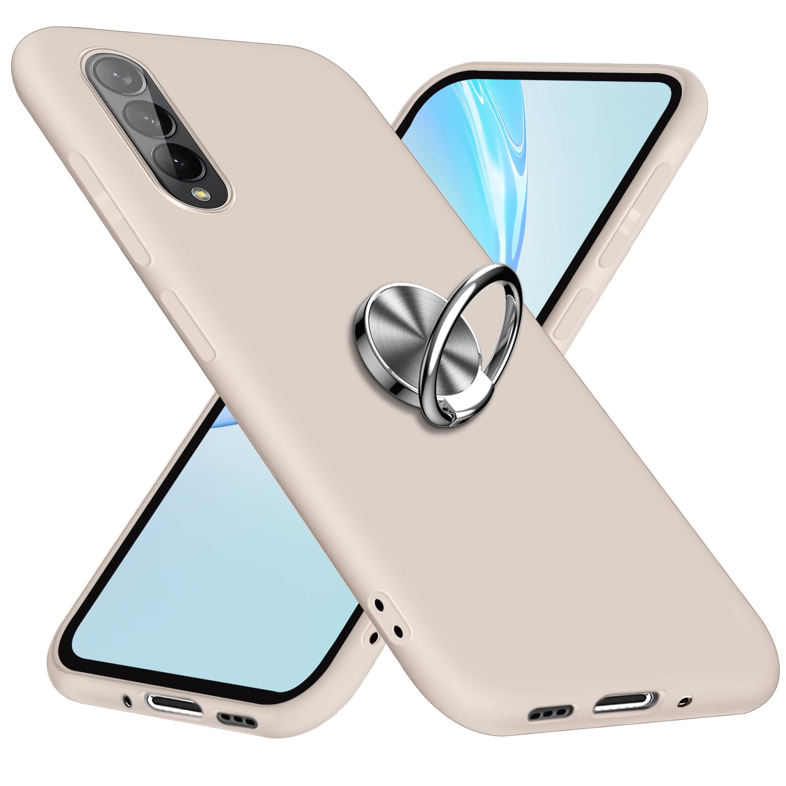 Galaxy A41 ケース リング付き シリコン保護ケース 磨り表面 SC-41A SCV48 ケース A41 スマホケース tpu スリム 薄型 ストラップホール付き スタンド機能 車載ホルダー対応 一体型 指紋防止 軽量 人気 ギャラクシー A41 携帯カバー 白 W-PYZH-04-13