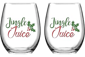 Jingle Juice Christmas Wine Glasses - Stemless, 15 Oz