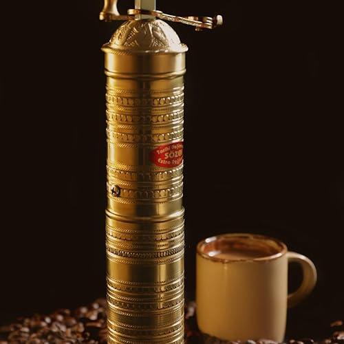 Miniatura 7 de Sozen - Molinillo manual de café martillado de 9 pulgadas de latón, molinillo de manivela manual para café turco, prensa francesa, expreso,