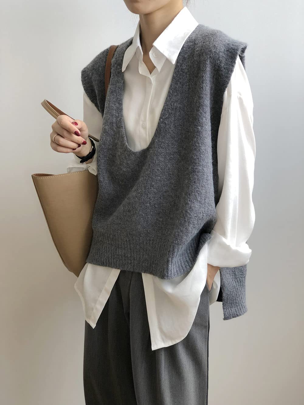 Gilet Donna Senza Maniche In Maglia | Scollo A V | Casual E Elegante | Per Autunno E Inverno - Foto 8