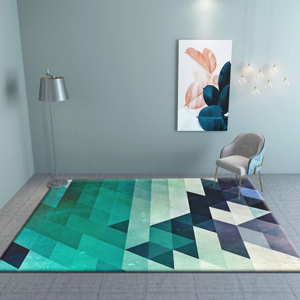 Tapis abstrait géométrique moderne avec tissage haute densité antidérapant
