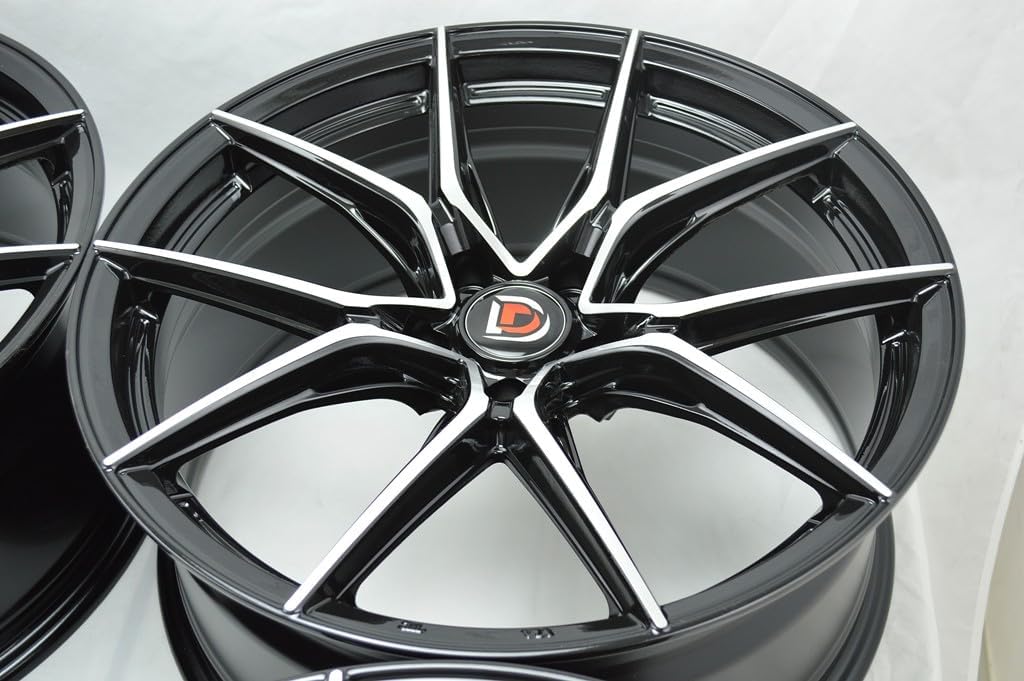 19" Wheels Rims ddr 510m Black with Polished Face Finish 19x8.5 5x112 30mm Offset 5 Lugs 5x4.41" (Set of 4)