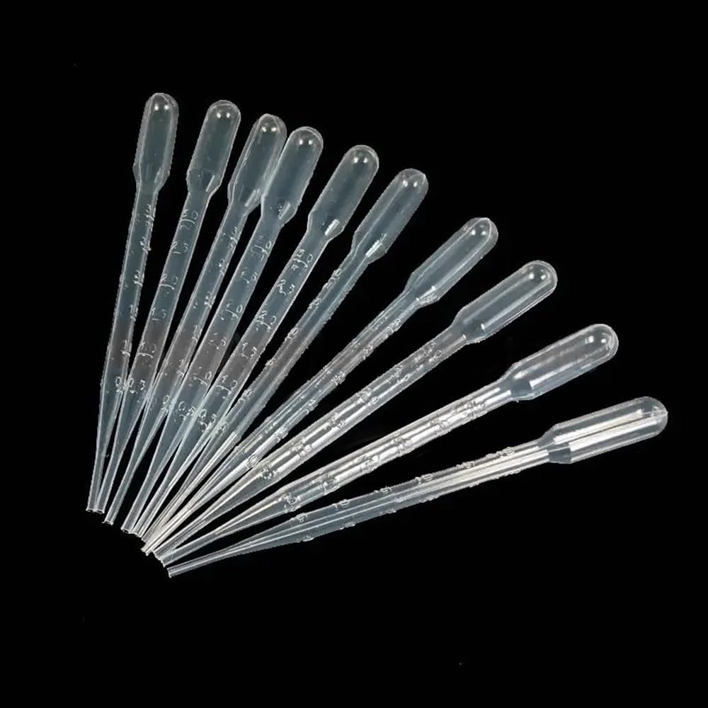 Laborausstattung und -bedarf 100/200/300/500 Stück Laborpipette, transparent, 3 ml, Kunststoff, graduiert, Kunststoff-Tropfer